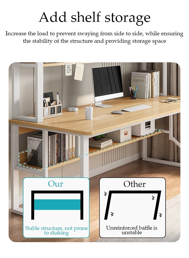 Spides Multifunctional Computer Desk Large Metal Frame Game Table with Storage Shelves Ergonomic PC Desktop Office Computer Desk Table Y Shaped Table Leg Home Office Computer Game Desks Workstation Table for Home Office,Study, Work - Image 5